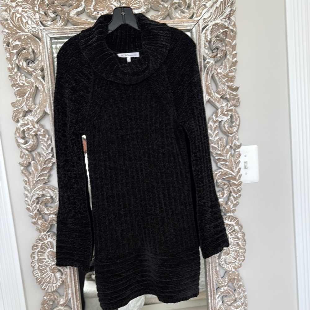 BCBG Black Ribbed Sweater Dress